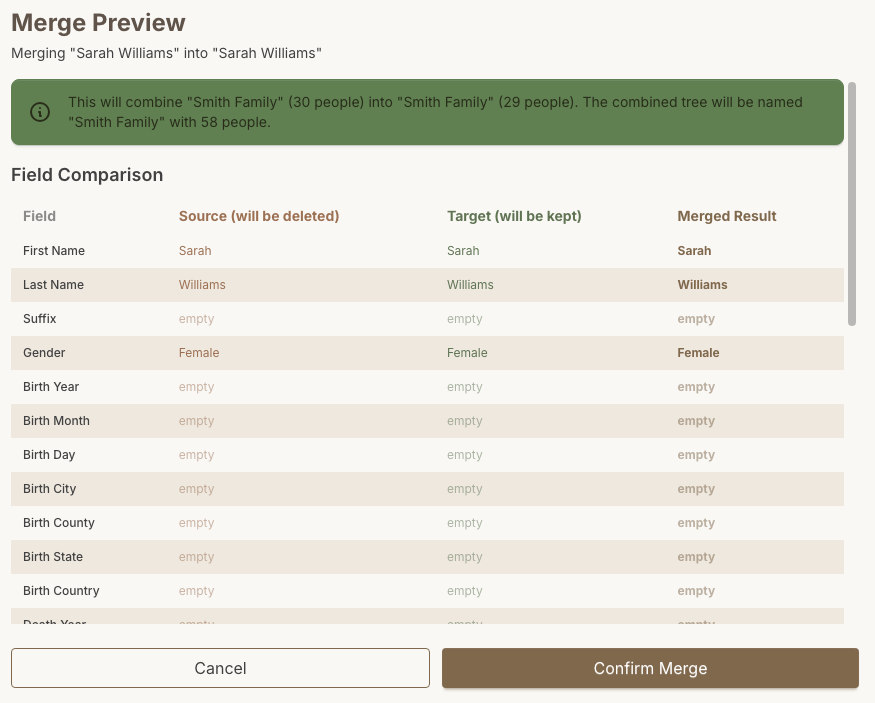 Merge duplicate individuals